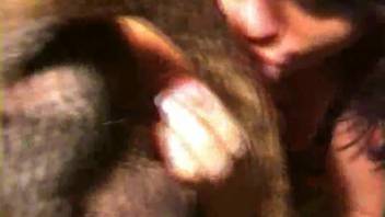Plump woman trained enormous dog to eat out her vagina and screw her