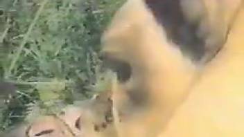 Talented animal enthusiast energetically thrusts into his preferred barnyard creature in the rear-entry position.