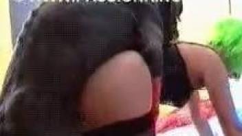 Green hair perv gets banged by her big black dog