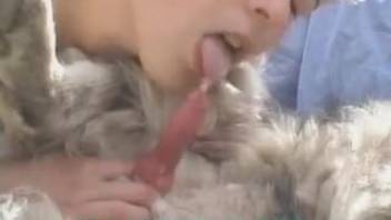 Voluptuous lady relishes the canine screwing her properly