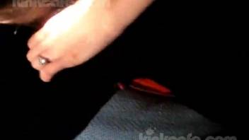 Intense close-up shots of rough dog sex with a petite female