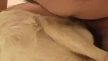 Bearded guy screwing a hot beast on the ground