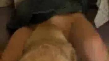 Wedded duo's playful ménage à trois featuring a naughty pooch