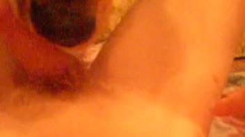 Intense bestiality adult film ecstasy involving a dog for a wicked man