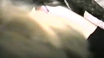 Blonde woman demonstrating her blowjob talents in a complimentary adult video