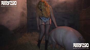 Hog's flawless cock stretches open this whore's hungry pussy