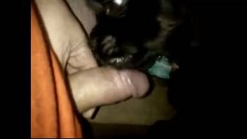 Guy's dick being sucked by an incredibly hot beast