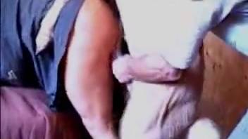 Older woman allows horse to thrust into her plump vagina in homemade bestiality clip