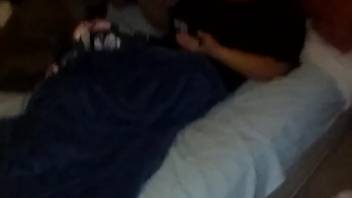 Dirty beast lapping at the soaked cunt of a bestiality enthusiast