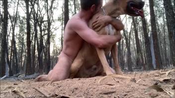 Buff guy gets drilled before drilling the savage