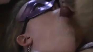 Busty chick deepthroating a dog's cock and more