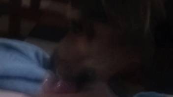 Sexy guy masturbating his cock in front of a dick-sucking mutt